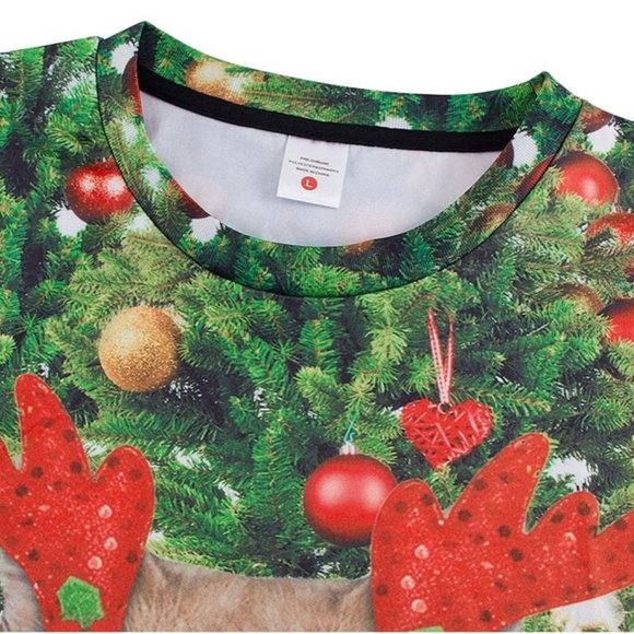 Unisex Christmas Sweater for Women Pullover Reindeer Cat Crewneck Long Sleeve - Picture 2 of 3